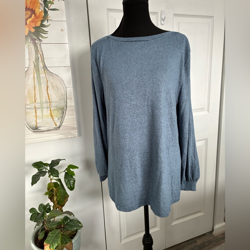 Heather Blue Long Sleeve Top